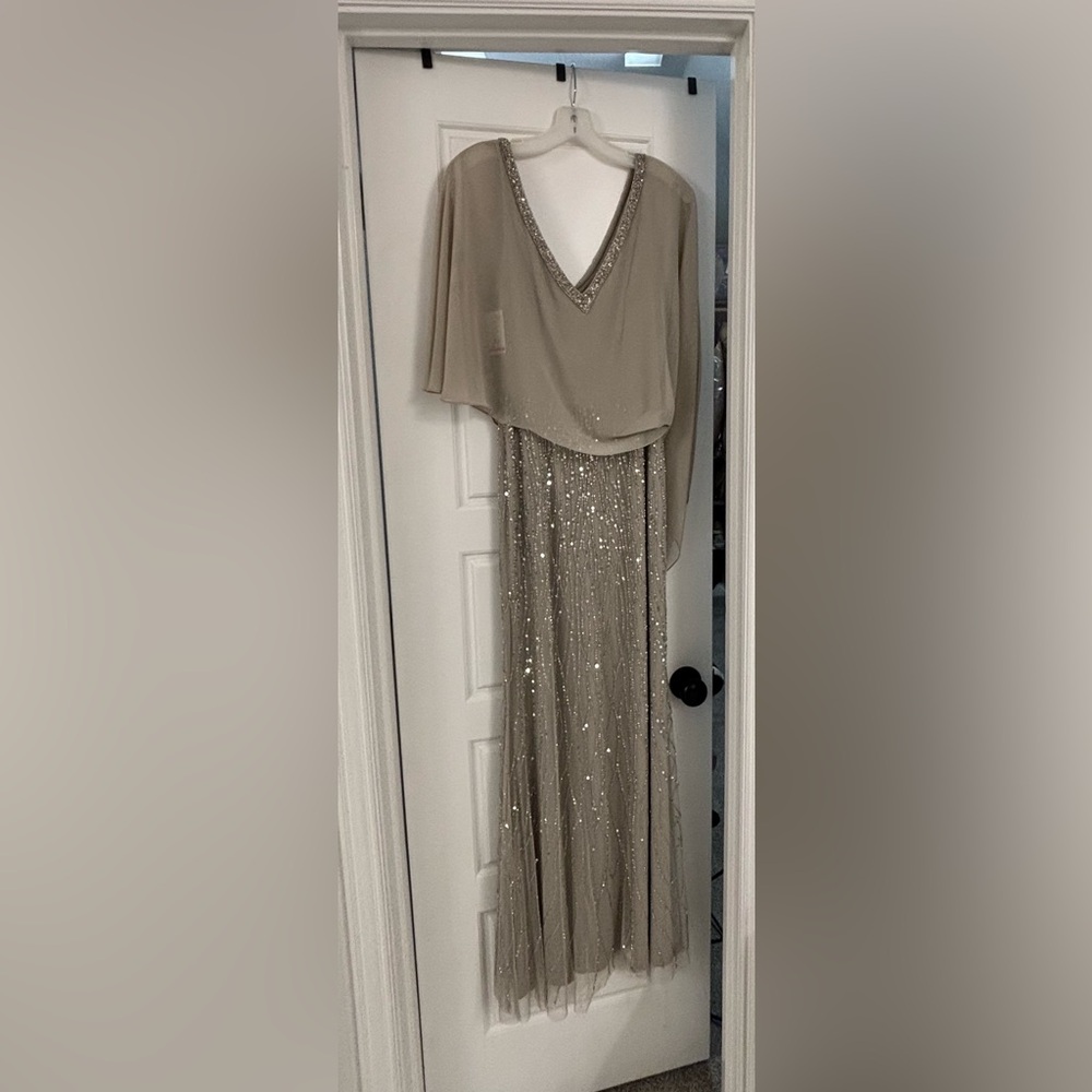 Oleg Cassini Beige Sequin Dress